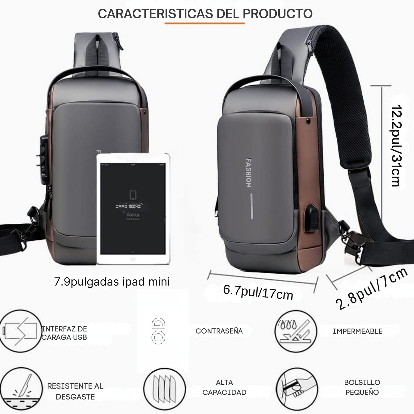 Mochila Canguro Anti robo T500 Doble Pulso