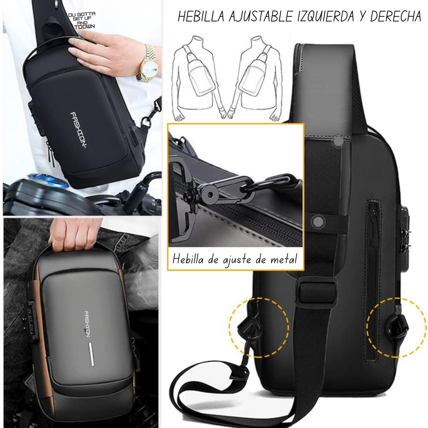 Mochila Canguro Anti robo T500 Doble Pulso